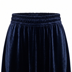 <b>Green</b> <b>Velvet</b> Midi <b>Skirt</b> High Waist A-Line Flare Woven Solid Color Women's <b>Skirt</b> for Casual Vintage Wear - Product Image 6