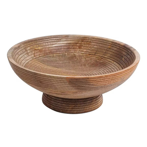 Cuenco de madera de diseño de estilo único de forma redonda para granja y hogar Frutero de calidad elegante Tamaño estándar - Product Image 3