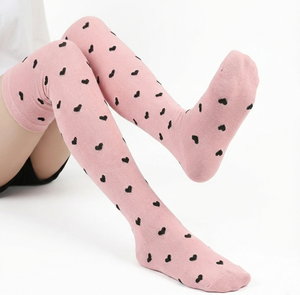 Chaussettes Cadeau Saint-Valentin pour Femme, Chaussettes Montantes Cœur OEM ODM Sexy Romantiques pour Dames et Filles, Chaussettes Imprimées Numériquement au-dessus du Genou - Product Image 4