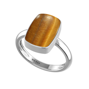925 Sterling Silver <b>Ring</b> Bezel Setting Tiger Eye Gemstone Mix Shapes Classic Wedding Party Trendy Fashionable Unisex - Product Image 1
