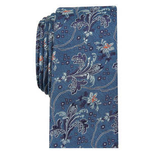 Cravatta da uomo Bar III Edison skinny floreale blu navy in seta jacquard stampata, stile classico casual, taglia regolare, ideale per regali - Product Image 3