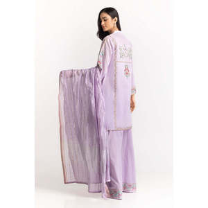 Chemise et dupatta en mousseline de soie teinte en fil et imprimée au bloc, KDS-43200, avec manches trois-quarts - Product Image 2