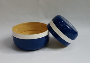 Bols bleus de haute qualité bol de service à salade en bambou filé ensemble de vaisselle en gros de haute qualité fabriqué au Vietnam - Product Image 4