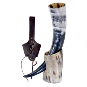 Corne à boire viking naturelle avec support en corne, polie, écologique, faite à la main, style animalier et nautique, décoration d'intérieur - Product Image 4