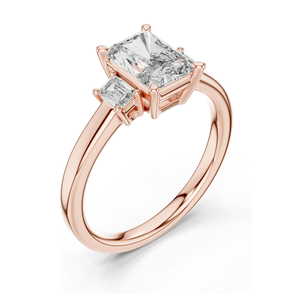 Bague de fiançailles en diamant créé en laboratoire de 1,7 ct, taille émeraude, diamants CVD VVSVS EF, or 18K, 14K, 10K et argent 925, rose - Product Image 6