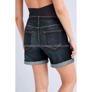 OEM Casual <b>Denim</b> <b>Shorts</b> for <b>Women</b> From Pakistan Slim Fit <b>Stretch</b> Fabric Solid Pattern Daily Gymwear Summer Fashion Supplier - Product Image 4