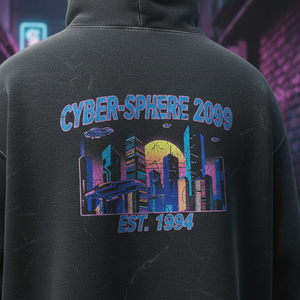 Sweat à capuche en molleton 100% coton vintage des années 90, style bootleg rap, 360 g/m², noir anthracite délavé, coupe classique, streetwear graphique - Product Image 6