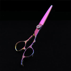 กรรไกรตัดผมด้ามจับลายมังกรแบบมืออาชีพกรรไกรทำจากสเตนเลสสตีลเคลือบหลายสีระดับพรีเมียมกระเป๋าหนัง PU สำหรับช่างตัดผม - Product Image 4