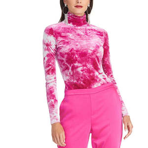 Top de cuello alto con efecto tie-dye Val de Rachel Roy para mujer, morado, tallas XS-XL, ajuste holgado, largo corto, tejido de punto con encaje, para oficina, primavera - Product Image 1