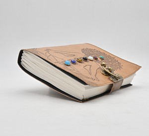 ชุดวารสารหนังแฮนด์เมดแบบคลาสสิกแผ่น100หินจักระไดอารี่ประจำวันให้ความรู้สึกโบราณธรรมชาติสีปกติ - Product Image 5