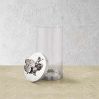 Pot de rangement en verre martelé avec couvercle à fleurs en argent bidon décoratif hermétique pour cuisine salle de bain ou cadeaux
