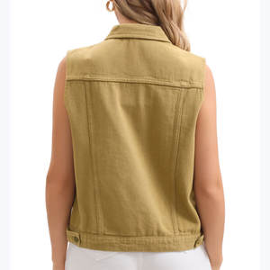 Gilet en jean pour femmes, qualité supérieure, 100% coton, gilet en jean pour adultes, style unique, boutons recouverts, gilet en jean décontracté pour femmes - Product Image 2