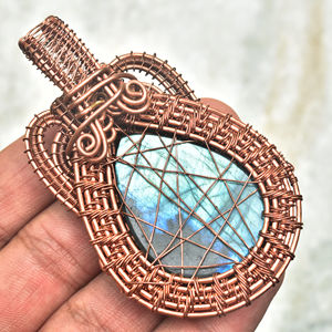 Collier de pierres précieuses fait main en Labradorite de haute qualité collier arbre de vie collier à breloques enroulé en fil - Product Image 6