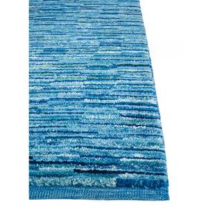 Tapis en laine noué à la main Nuray bleu, motif puzzle rayé rectangulaire pour la maison, le salon ou le couloir - PAE-331 - Product Image 4