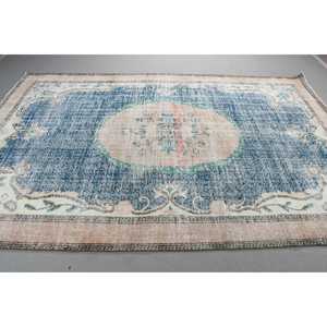 Alfombra Vintage, Alfombra Turca Extra Grande de 6,8x10,3 pies, Alfombra a Cuadros Azul y Blanca - Product Image 2