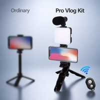 Kit de réalisation vidéo professionnel AY-49H avec trépied pieuvre, microphone, lumière d'appoint LED, ensemble Vlog pour téléphone, appareil photo, YouTube, TikTok Live