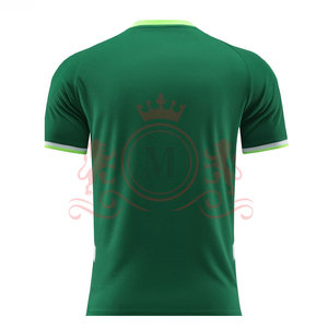 Maillot de football vert à col en V pour homme, manches courtes, en polyester respirant, coupe athlétique, toutes saisons - Product Image 2