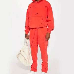 Sweat à capuche vieilli direct d'usine grande taille pour hommes conception personnalisée hiver couleur unie col à capuche couleur unie sweat teint uni - Product Image 3