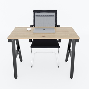 Bureau minimaliste Aconcept HBAC031 en contreplaqué 100x50cm avec revêtement mélaminé et pieds en fer - Product Image 2