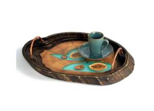 Plateau de service rectangulaire en bois traditionnel de qualité supérieure |   Bois naturel avec poignées |   Café à domicile, restaurant et mariage |   OEM/ODM - Product Image 6