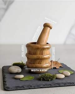 New Arrival Natural Grain Wooden Mortar And Pestle For Rustic Kitchen Style And Reliable Daily Use For <b>Spices</b> And <b>Herbs</b> - Product Image 6