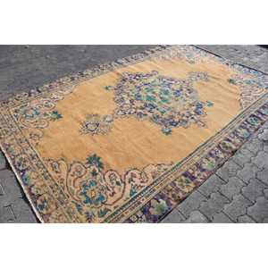 Alfombra Turca Vintage Grande de 6.3x9.8 pies, Alfombra Ombré Azul Marrón - Product Image 3