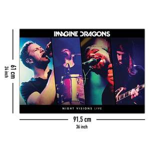 Imagine Dragons 'Night Visions Live' Canvas <b>Poster</b> Modern Design Style Black Frame for Wall Use - Product Image 5