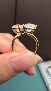 Bague de fiançailles solitaire à deux pierres en or 14K 4 carats E VVS2 Toi Et Moi diamant poire taille poire pour mariages fêtes anniversaires - Product Image 5