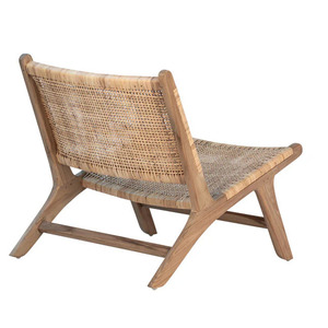 כיסא טרקלין עשוי מסגרת עץ טיק מוצק עם צמר ראטן לשימוש פנימי וחיצוני - Product Image 3