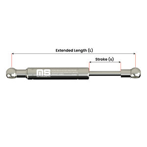 Vérin à gaz industriel en acier inoxydable AISI 316L 27mm-14mm 726mm 28.314in 100N-2500N pour trappe de yacht marin MotionStruts Fabriqué en Turquie - Product Image 3