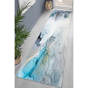 Alfombra Impresa: Alfombra Moderna de Mármol Azul Fácil de Limpiar, Alfombra Delgada No Tejida - Product Image 1