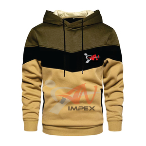 เสื้อฮู้ดดี้พิมพ์ลายโลโก้คุณภาพสูงแบบกำหนดเองสำหรับผู้ชาย ตัดเย็บสามสี สวมใส่สบาย ไซส์ใหญ่ ผ้าฝ้าย 100% กันน้ำสำหรับฤดูหนาว - Product Image 1