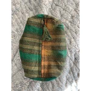 Vintage Emerald Kantha Embroidered <b>Cosmetic</b> Pouch Zipper Closure Makeup <b>Organizer</b> Bag for Storage - Product Image 1
