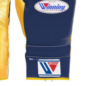 Winning <b>Lace</b> Up Boxing <b>Gloves</b> Navy Gold Premium Genuine Leather Pro Boxing <b>Gloves</b> for Training Sparring Gym Use 8oz 10oz 12oz - Product Image 4