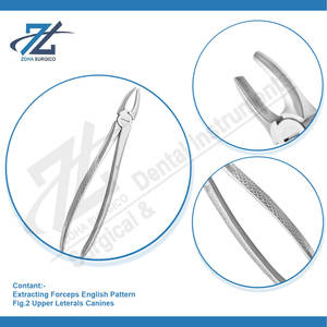 Fórceps de extracción Fig. 2 Laterales superiores y caninos Fórceps dentales de acero inoxidable Premium Juego dental Instrumentos quirúrgicos - Product Image 4