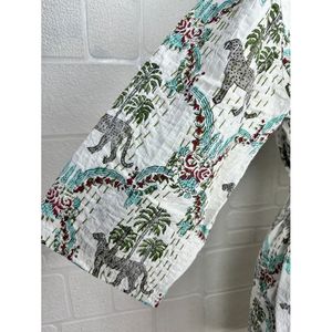 Kimono long en coton Kantha Reine pour femme, veste décontractée d'été, vert pastel, tissu tissé doux Affe Tier - Product Image 4
