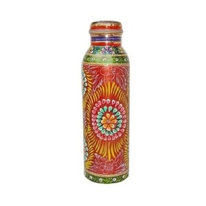 Vente chaude prix de gros bouteille d'eau de voyage en cuivre pur avec design floral ustensiles de cuisine émaillés taille personnalisée forme couleur - Product Image 4