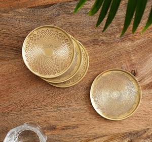 Latest Design Round Brass Coasters High <b>Polished</b> Customized Size Eco-Friendly Reusable Custom Logo Handmade Country Style Mats - Product Image 3