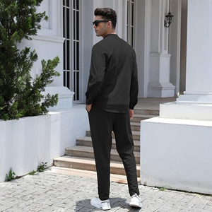 Wholesale Outfits Long Sleeve Button <b>Down</b> Shirt Loose <b>Pants</b> 2 Piece Set High Quality Long Sleeve Yoga With Pocket Men's Sets - Product Image 4