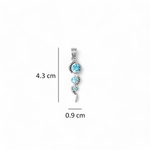 Vente en gros de pendentif minimaliste en argent sterling 925 massif pour femme en topaze bleue naturelle serti de pierres précieuses à facettes - Product Image 4