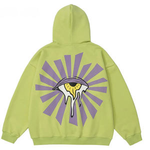 เสื้อฮู้ดพิมพ์ลายสำหรับผู้ชายสไตล์ฮิปฮอปซิปเต็มรูปแบบสีพื้น - Product Image 2