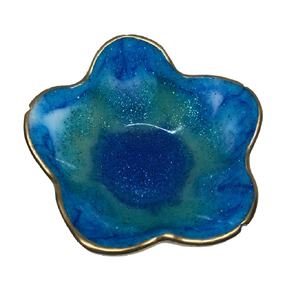 <b>Blue</b> Color Stone Finished Wooden Dip <b>Bowl</b> Resin & Wood Decorative <b>Bowl</b> Small Handmade Trinket <b>Bowl</b> Epoxy Resin Craft Ring Dish - Product Image 5