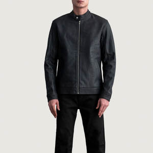 Veste en cuir d'hiver pour homme sur mesure, style streetwear, col montant, imperméable, respirante, à capuche, service OEM - Product Image 1