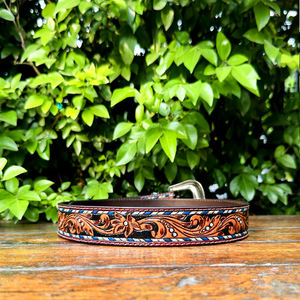 Cinturón de Cuero Genuino de Grano Completo, Estilo Punk Vintage, Diseño Floral Paisley, Hebilla de Aleación de Zinc de 40 mm, Color Personalizado - Product Image 6