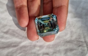 38 CT สีน้ำเงิน Moissanite VVS Lab สร้างเครื่องประดับจี้เพชรและชุดแหวนพลอยเทอร์ควอยซ์สำหรับเธอ - Product Image 5