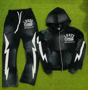 ชุดวอร์มกางเกงวอร์มปักลายและเสื้อฮู้ดชุดวอร์มซักลายปักใส่ตามท้องถนน - Product Image 2