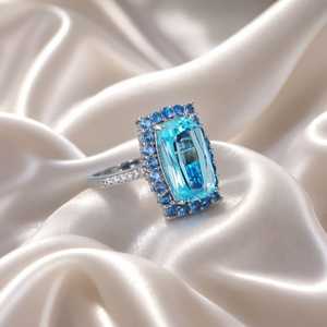Anello da Donna in Lega Azzurra con Rettangolo Lungo, Gioiello Classico da Zhejiang - Product Image 4