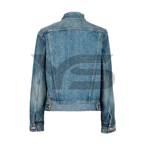 Chaqueta vaquera de precio al por mayor, chaqueta vaquera sólida lavada informal de invierno recubierta con cierre de botón y logotipo personalizado - Product Image 2
