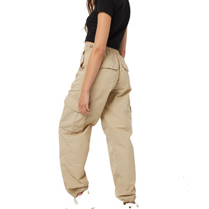 Pantalones Cargo de Lona/Algodón/Poliéster para Mujer, Corte Regular, Transpirables, Cintura Elástica, Estilo Urbano, Diseño Personalizado - Product Image 6