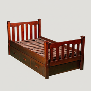 TACASA Durable <b>Solid</b> Beech <b>Wood</b> <b>Single</b> <b>Bed</b> Coffee Brown 3 Drawers Traditional Design Comfortable Multi-Functional Space-Saving - Product Image 5